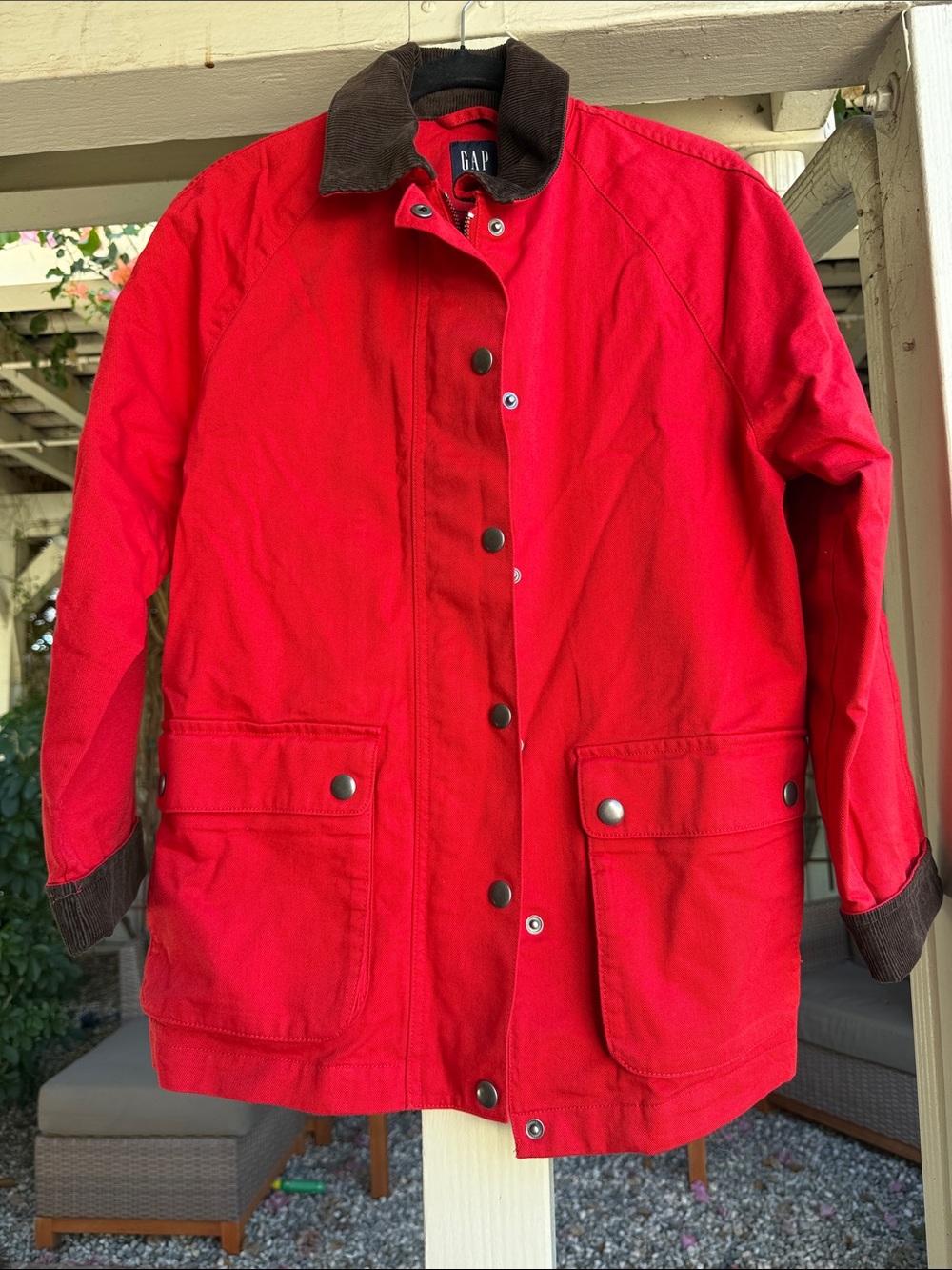 GAP Red Utility Field Jacket with Brown Corduroy Collar